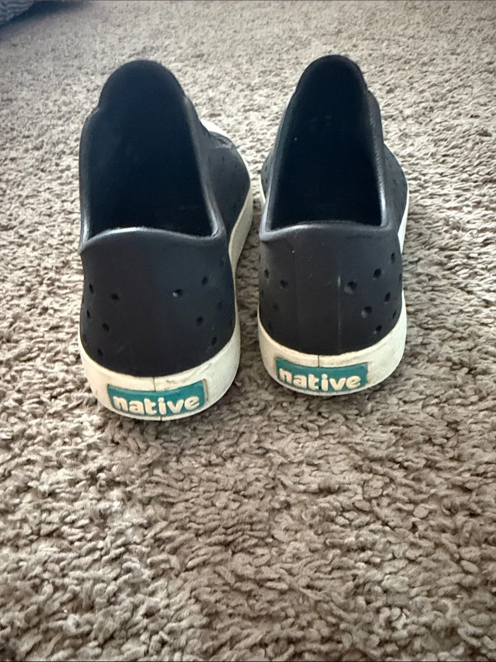 Native Kids Water Shoe Slip-On in Black with White Toe